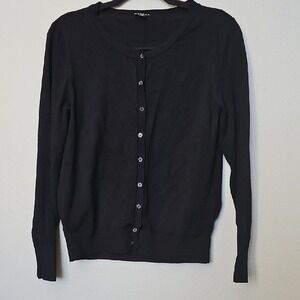 Black Basic Simple Cardigan Size Large
